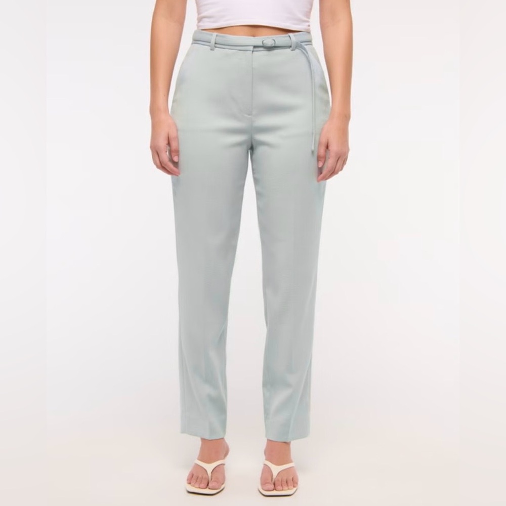 Abercrombie & Fitch Curve Love High Rise Belted Ankle Straight Pant